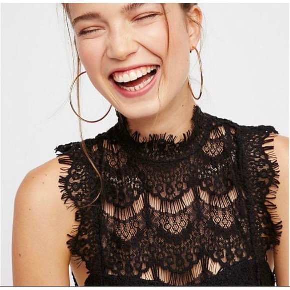 NWT Free People Daydream Lace Mini Dress Black XS - Picture 4 of 11